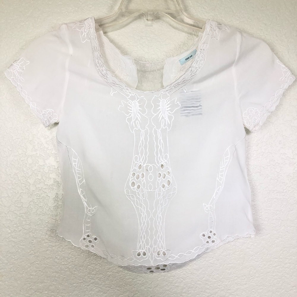 Urban Outfitters Kimchi Blue Embroidered Short Sleeve Mesh Top Small